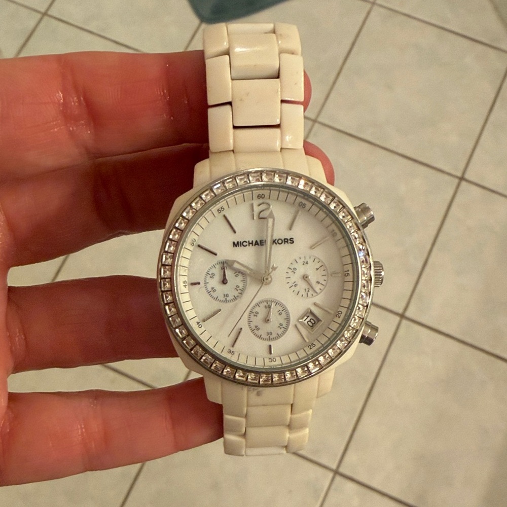 Michael Kors White and Silver Women's Watch